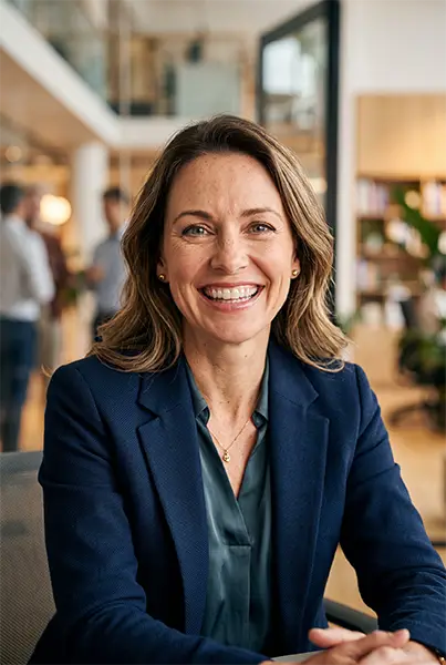 Professional woman in her forties smiling confidently
