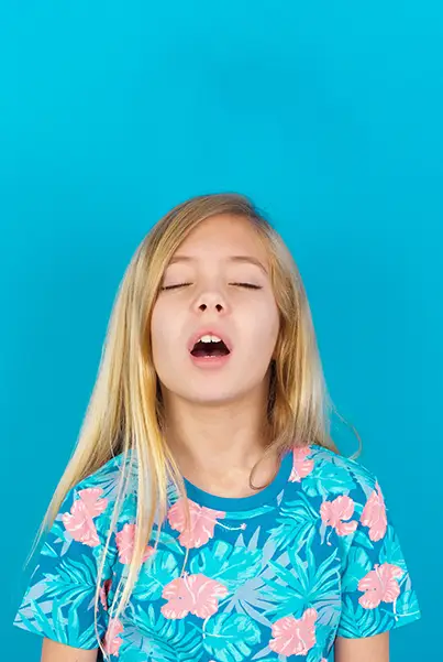 Young child breathing through an open mouth rather than the nose